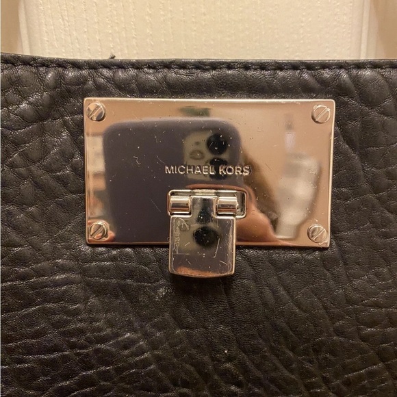 Michael Kors Channing Large Black Pebbled Leather Satchel Shoulder Tote Bag EUC - Picture 2 of 14